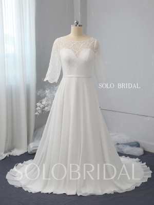 Ivory a line chiffon wedding dress 724A2481