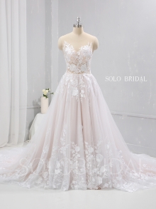 Blush A Line New France Lace Light Wedding Dress 724A1128a