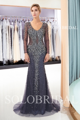 Luxury dark grey sheath proom dress J906921