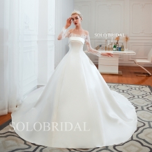Ivory off shoulder bridal satin wedding dress M393521