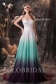 Ivory sweetheart lace gradient green purple bridesmaid dresses S264591