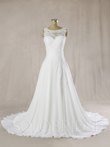 Ivory Chiffon Wedding Dress A Line Summer 724A6754s