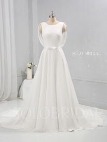 Ivory Chiffon A Line Wedding Dress with lace and Cowl Back 724A1198a