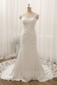 Ivory fit and flare lace cathedral train crepe wedding dress 724A8155a