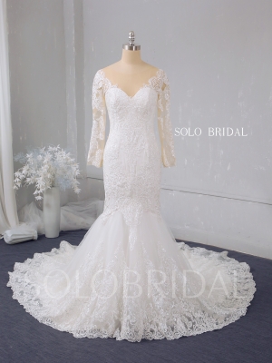 Ivory lace mermaid shiny wedding dress 724A2848