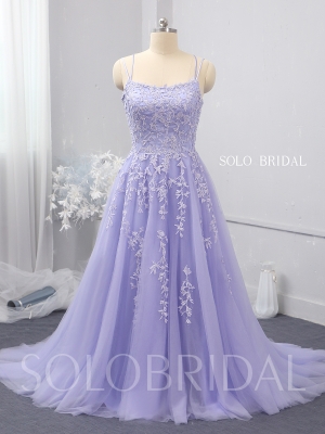 Purple A line tulle proom bridesmaid dress 724A1571