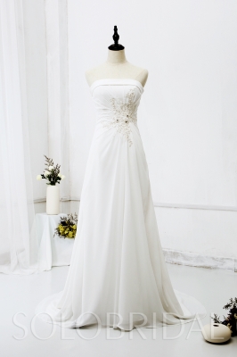 Ivory Strapless Small A Line Chiffon Wedding Dress 724A9300a