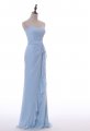 Light Blue chiffon Sheath Column ruffles Prom Dress