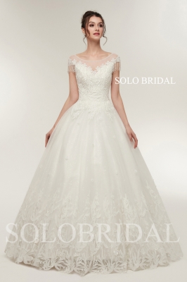 Ivory a line floor length wedding dress H506401