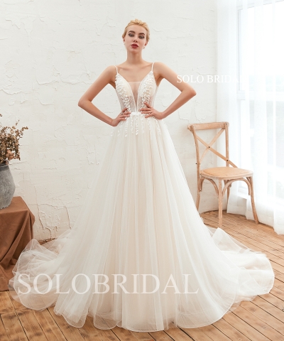 Ivory light beach tulle wedding dress M333501