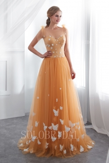 Yellow tulle butterfly proom dress I226591