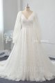 Ivory leaf lace loose sleeve wedding dress 724A2376