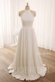 Ivory Small A Line Halter Crepe Wedding Dress 724A9289