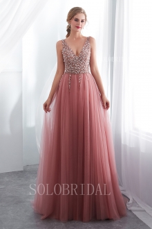 popular luxury blush tulle proom dress I306511