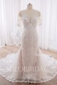 20240415D Champagne Fit and Flare Short Sleeve Sweetheart Wedding Dress