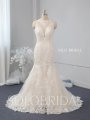 light champagne fit and flare halter wedding dress 724A2415