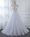 A Line Wedding Dress Hemlace Skirt Bridal Gown White