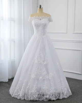 White Small A Line Tulle Wedding Dress 5U7A9813