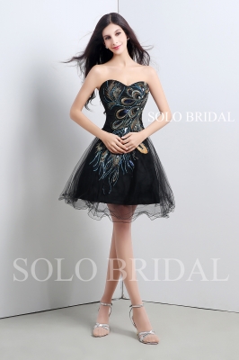 Black embroidery short dress A16102