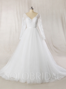 A Line V neckline Long Sleeves Wedding Dress 724A7202s