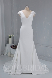 Hot Sale Crepe Wedding Dress with Lace Back 724A2037a