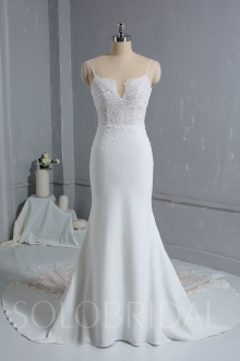 2010 Ivory Crepe Mermaid Wedding Dress with beatiful Lace Train DPP_1696