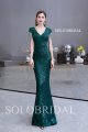 Teal shiny sequin sheath evening dress Q244511