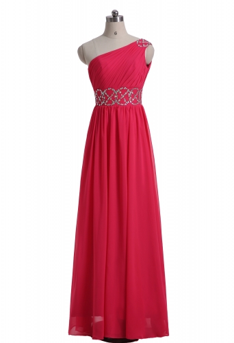 Red Chiffon Sheath Party Dress Floor Length Prom Dress