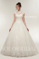 Ivory high neck cap sleeves a line wedding dress H506391