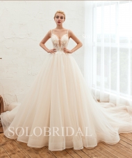 Light champagne a line light organza wedding dress M363511...