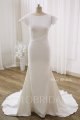 White V neck Long Sleeve Court Train Zipper Mermaid Wedding Dress DPP_0002