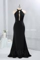 Black sweep train open front halter neck bridemaid dress party dress proom dress DPP_2650