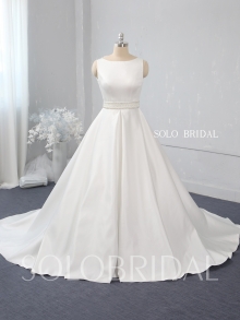 Ivory a line bridal satin wedding dress 724A2435