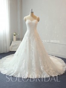 Ivory A Line new cotton lace appliqued lace wedding dress 724A0125