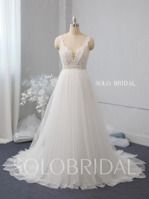 Ivory a line tulle wedding dress 724A2507
