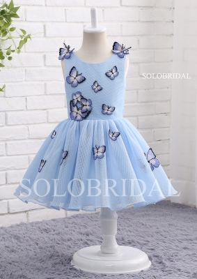 Blue butterfly flower girl dress A13801