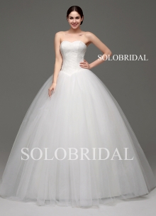 Ivory Ball Gown lace and tulle floor length lace up back wedding dress B28241