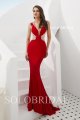Red fitted crepe proom dress L663111