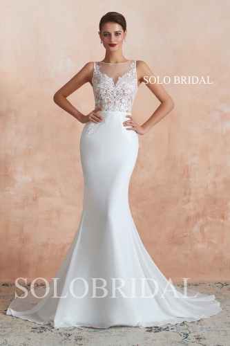 Ivory chiffon fit and flare wedding dress N363731