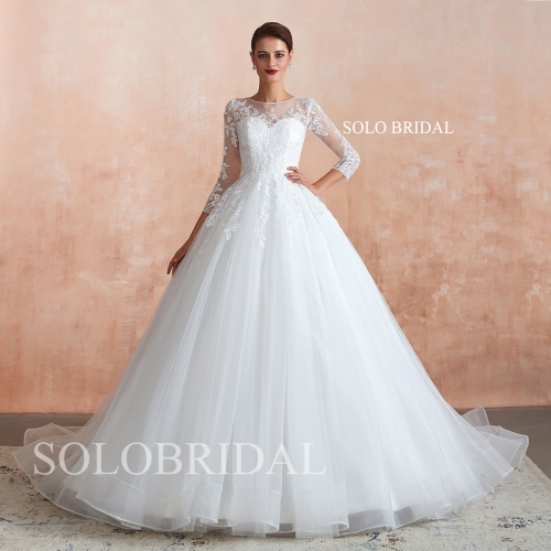 Ivory a line wedding dress N373651