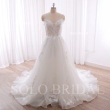 240402A Strapless Sweetheart Lace up A line Wedding Dress