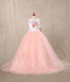 Pink Flowery Flower Girl Dress with Bow 724A6448s