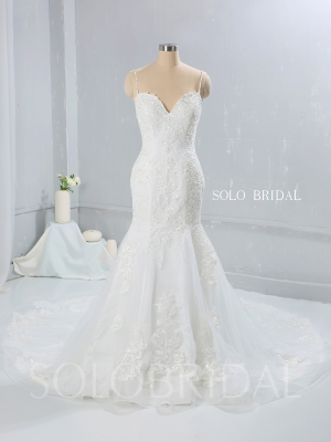 Light Ivory Sweetheart Mermaid Cathedral Train Wedding Dress 724A0011a