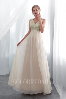 champagne sequin and chiffon bridesmaid dress I156671