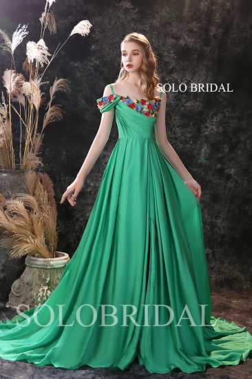 Green a line split proom dress R235561