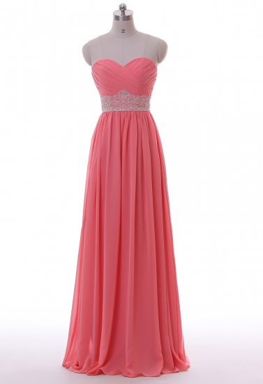 Wholesale chiffon simple pleated beaded belt bridemaid dress