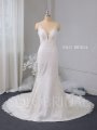 Ivory plunge fit and flare crepe wedding dress 724A2776