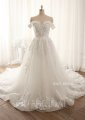 Ivory off shoulder A Line sparkly wedding dress 724A9551a