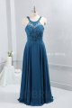 Teal blue chiffon floor length halter neck bridemaid dress party dress proom dress DPP_2606