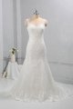 Ivory Fitted Mermaid Wedding Dress thin Lace straps 724A8546